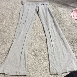 Hard Tail Fold Over Women's Gray Wide-Leg Pants